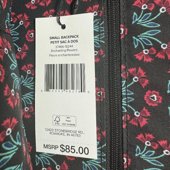 Vera Bradley Small Backpack in Enchanting Flowers NWT - Picture 4 of 12